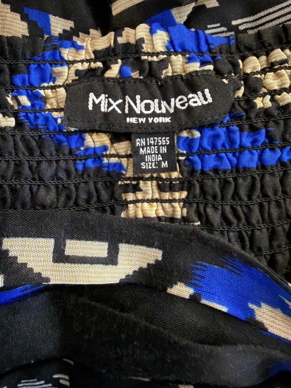 Mix Nouveau Tie-Waist Mini Skirt in Blue and Black Aztec Print Size M - Picture 5 of 7